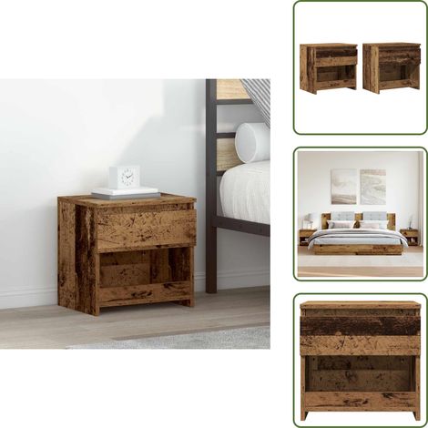 Nachttische 2 Stück Altholz 40x30x39 cm Holzwerkstoff - Nachttisch - Nachttische - Nachtschrank - Nachtkonsole (1/5)