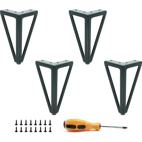 Pieds De Meuble En Métal Noir - Hauteur 15cm - Pour Canapé Lit Table Basse Et Armoire - Lot De 4 (1/5)