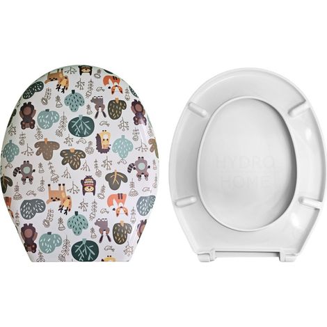 Copriwater Universale Ovale Stampato Animaletti compatibile con vari modelli termoindurente bianco (1/4)