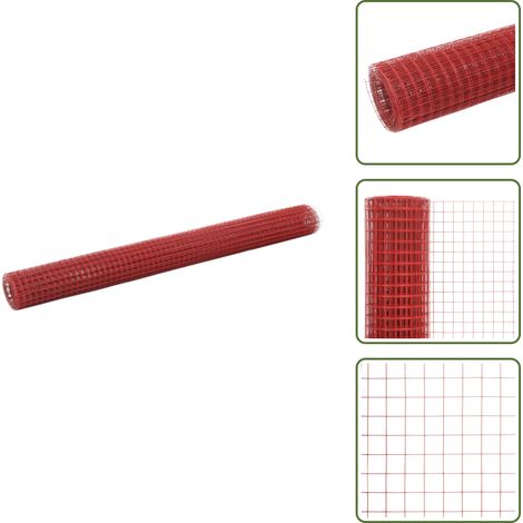 Recinzione per animali - vidaXL Recinzione in Rete per Pollaio in Acciaio e PVC 10x0,5 m Rossa - Recinzione per bestiame