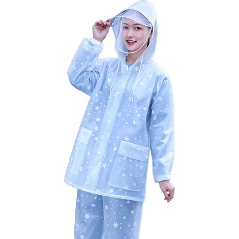 Imperméable adulte intégral en PVC imperméable, idéal pour le cyclisme, pour hommes et femmes, motif flocons de neige, taille XL.