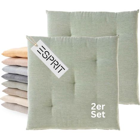 ESPRIT Sitzkissen NEEDLESTRIPE - 2er Set 40x40 cm, Grün
