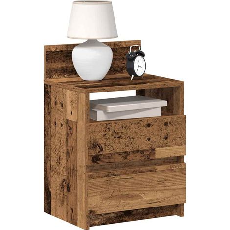 Nachttische 2 Stk. mit 2 Schubladen Altholz-Optik 40x33x60 cm