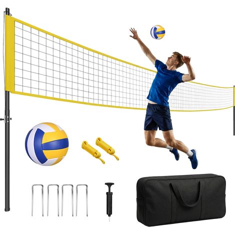 SPORTNOW Portable Volleyball Net Set with Adjustable Height Steel Poles (1/5)