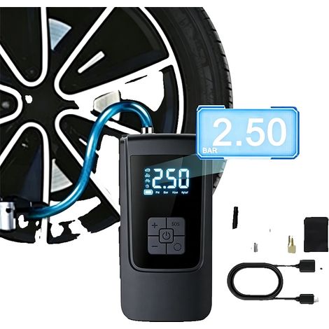 Compresor de aire para coche, 150 PSI, modelo inalámbrico recargable, sin cables, alimentado por batería. (1/2)