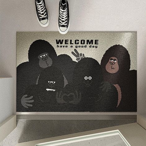 Tapis d'entrée personnalisable avec boucles en soie découpables à la taille. Idéal pour les entrées, résistant à la poussière et aux taches, antidérapant et parfait pour un usage domestique. (1/5)