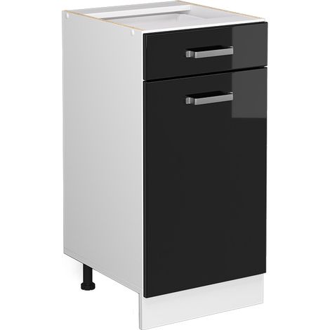 Unterschrank R-Line, Schwarz Hochglanz, 40 cm mit Schublade, ohne Arbeitsplatte, Vicco