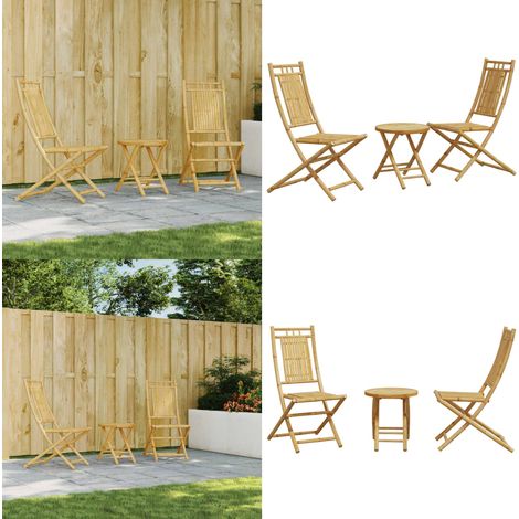 Ensemble de bistro 3 pcs bambou - Meubles De Jardin - Salon De Jardin - Set De Bistro - Mobilier Extérieur - Table Pliante - Home & Living (1/5)