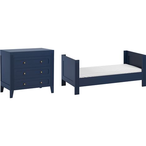 Lit bébé évolutif et commode 3 tiroirs Vox Milenne Bleu