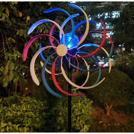 Éolienne solaire robuste en métal de 200 cm - Lumière LED multicolore - AquaForge (1/2)