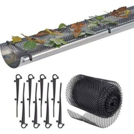 Grillage Protection Gouttière - Plastique Flexible - 16 cm x 6 m - Pour Canalisations Extérieures - 4 Pièces + 60 Clips (1/4)