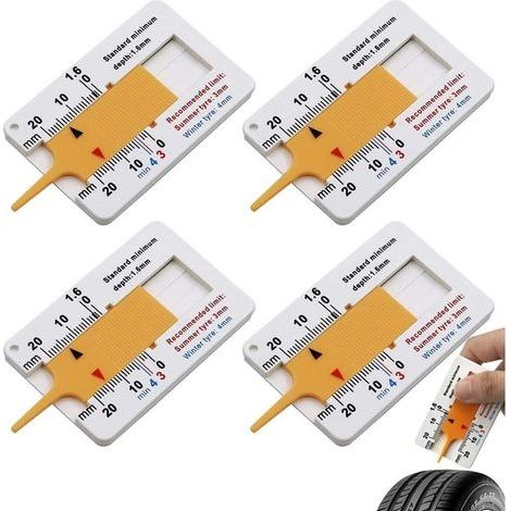 4 Pièces Jauge Profondeur Pneu, 0-20 mm Outil de Mesure de Bande Roulement de Pneu, Jauge D'Usure de Pneu Auto Règle en Plastique de Pneu, pour Test Usure Pneu pour Voiture Moto Van Camions (Orange) (1/5)