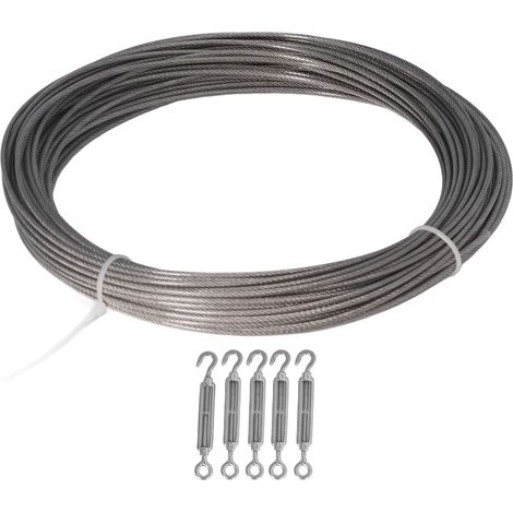 Kit de crochets pour câbles d'extérieur, ensemble d'élingues en corde d'acier inoxydable 304, adapté aux clôtures lumineuses. (1/5)