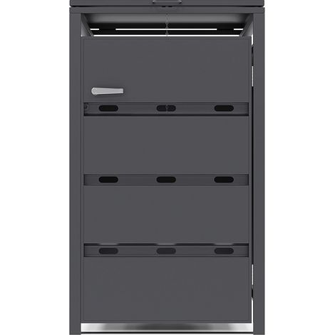 Cestino per rifiuti in acciaio zincato grigio antracite - 0,6 mm - 1 bidone da 240L - L68 x P80 x H116 cm - LOKAFA