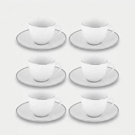 Set 6 tazze da caffè in porcellana con piattini Platinum Chic (1/3)