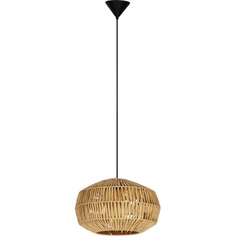 Sospensione Rustica Country Sheldon Acciaio Nero Legno Effetto Legno 1 Luce E27 (1/2)
