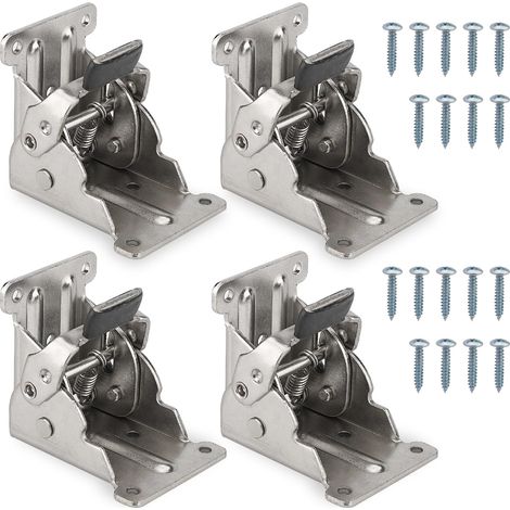 Pied de table pliable Charnière 90° - Lot de 4 Charnières Autobloquantes 69x63x54mm, Ferrures de Table Pliable à Verrouillage, Capacité de Charge 80kg (1/5)