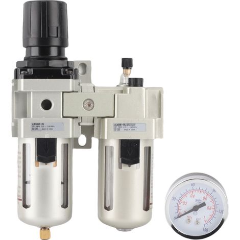 Séparateur d'huile et d'eau pour air comprimé, filtre détendeur avec manomètre 0,05-0,85 MPa, raccord G3/4, purge automatique (1/5)