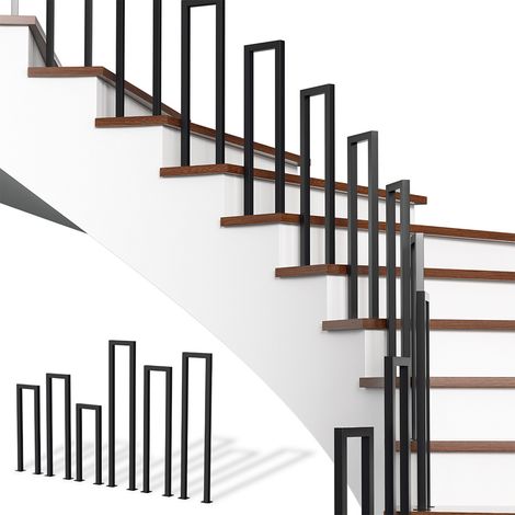 Randaco 55cm SchwarzTreppengeländer U-Form Eisen Handlauf Geländer, Eisengeländer Innen und Außen Universal