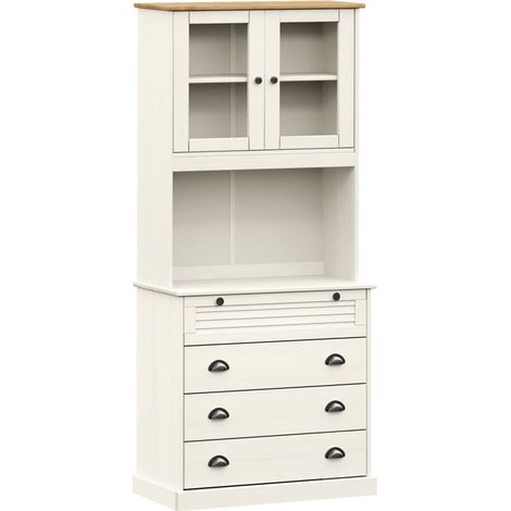 Credenza cassettiera armadio contenitore organizer cucina soggiorno salotto alto 80 x 40 x 176 cm legno massello di pino bianco 020035662