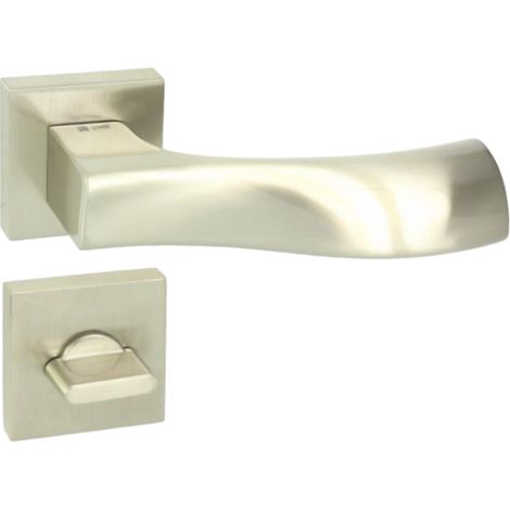 DOMINO Poignée de porte LIVA QR M9 WC Poignée avec rosace WC Nickel (1/5)