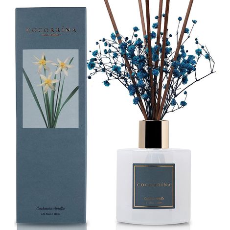 Home Fragrance Diffuser, Vanilla Cashmere 200 ml with Diffuser Sticks Reed Diffuser Sticks for Bathroom Shelf Decoration (1/5)