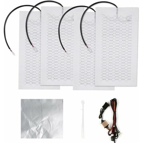 royaluxe - Kit de chauffage de siège en Fiber de carbone 12V pour 2 sièges avec interrupteur de température à 5 vitesses housse de siège coussin chauffant coussin chauffant (1/5)