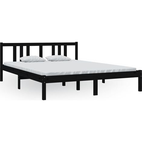 Maison Exclusive - Massivholzbett Schwarz 150x200 cm