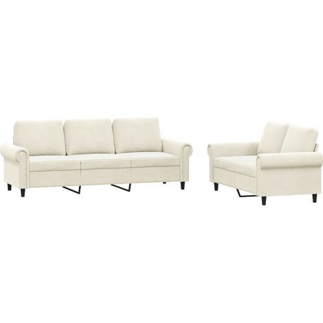 Maison Exclusive - Set di Divani 2 pz con Cuscini Crema in Velluto (1/5)