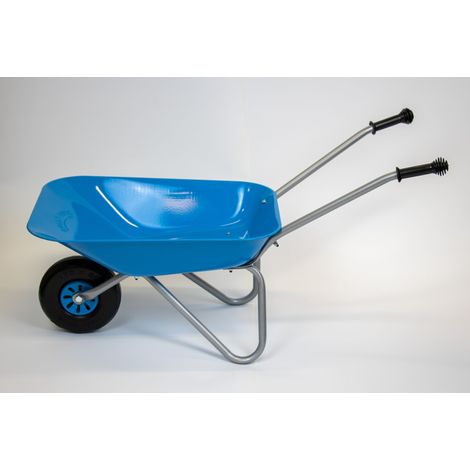 Rolly Toys Carretilla de metal plateada/azul (a partir de 2,5 años, carretilla para niños, cuenco de metal, mangos de plástico, capacidad de carga máx. hasta 25 kg) (1/4)