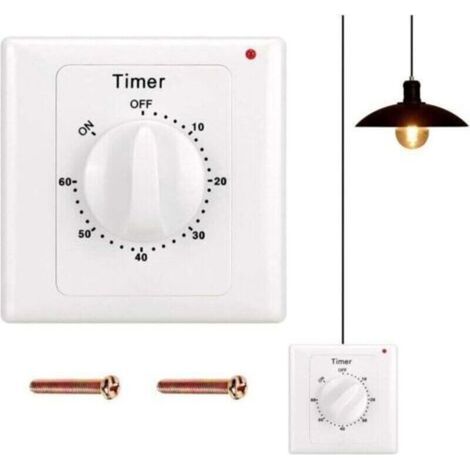 Interrupteur de compte à rebours : minuterie 60 minutes interrupteur d'éclairage avec minuterie, protégé contre l'eau, Creuser des trous pour l'installation pour salle de bain, ventilateur, lumières (1/4)