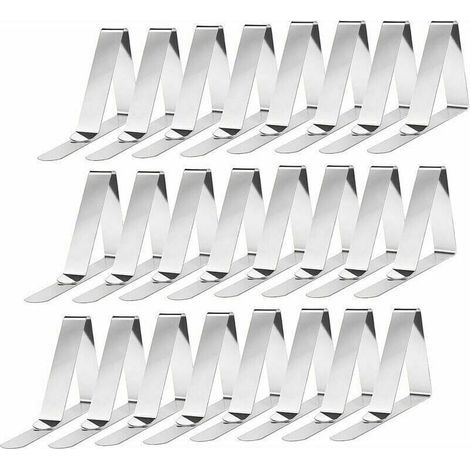 Lot de 24 Pinces à Nappe en INOX Pinces À Nappe De Table Ressort (1/4)