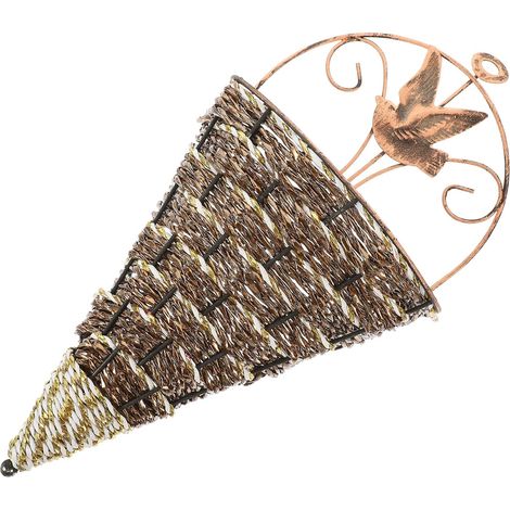 Jardinière murale empilable avec trous de drainage, suspendue d'extérieur, en rotin et fer (1/5)