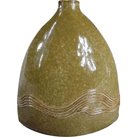 Vaso in ceramica color miele con motivo a onde della collezione 32x28cm (1/2)