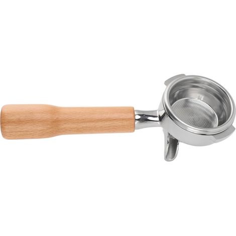 58-mm-Kaffeefilterhalter aus Edelstahl, 2 Halterungen, abnehmbare Stütze mit Holzgriff und Doppelauslauf, für Kaffeemaschinen im Nuova-Stil (1/5)