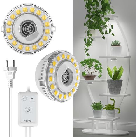 Lampe Horticole LED 20W pour Plantes d'Intérieur, Lampe à Spectre Complet avec 2 Ampoules LED E27 4000K Détachables pour Germination, Croissance et Floraison - Noir (1/5)