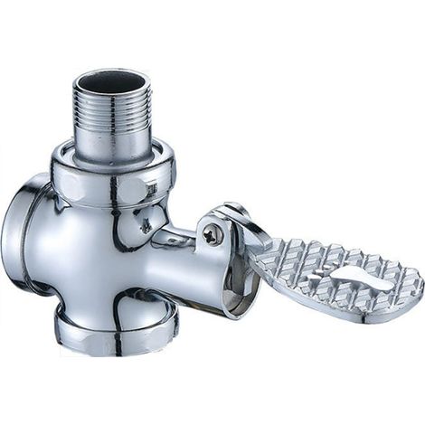 Valve de chasse d'eau à pédale tout cuivre, valve de chasse d'eau pour toilettes publiques, interrupteur de valve à pédale pour toilettes turques, temporisateur à pédale à quatre voies (1/5)