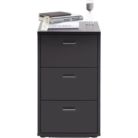 Nachttisch Nachtschrank mit 3 Schubladen in schwarz, VUKA-10, für Boxspringbetten geeignet, B/H/T ca. 35/62,4/39,9 cm (1/5)
