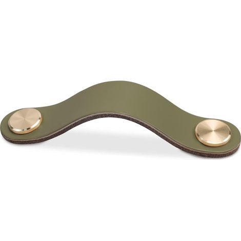 Poignée Meuble Cuir, Bouton Porte Placard Poignee Cuir Bouton de Tiroir, Poignee de Meuble Vintage pour Armoires, Commode(Vert,128mm) (1/5)