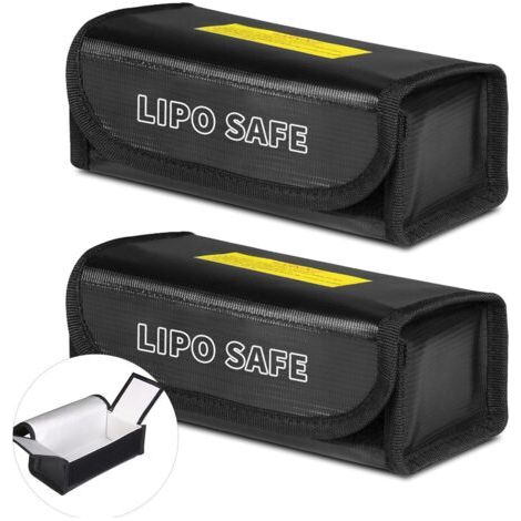 Sac 2 Pcs Antidéflagrant Ignifuge Batterie Sac De Sécurité Petit Ignifuge Sac de Sécurité pour Batterie Portable Antidéflagrant Guard Sac de Protection (Noire) (1/5)