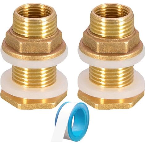 Raccord de Réservoir d'Eau en Laiton 1/2" - 2 Pièces Connecteur pour Robinet, Seau de Pluie - Douille 4,2 Cm (1/4)