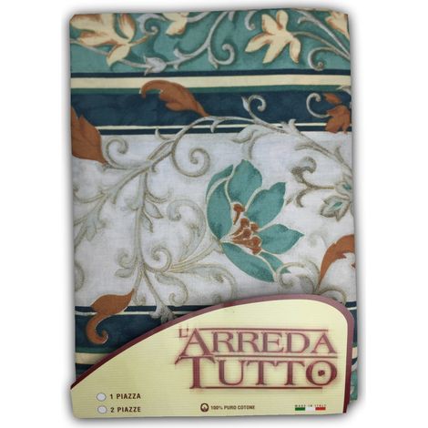 TELO ARREDO COPRITUTTO GRAN FOULARD COPRILETTO COPRIDIVANO TESSUTO EDERA VERDE 2 PIAZZE