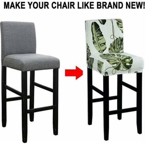 Housse De Chaise De Bar - Extensible - Pour Tabouret À Dossier Bas - Lot De 4 (1/4)