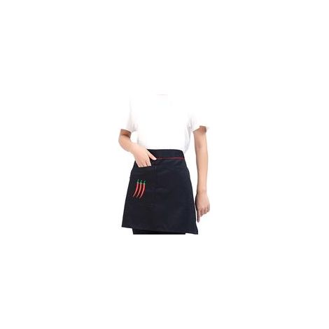 Tablier de chef rétro en coton, tablier court de serveuse/serveuse à taille courte (1/5)