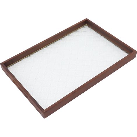 Rechteckiges Teetablett aus robustem Holz und Glas, ideal für Kuchen, Brot, Frühstück und Snacks, große Größe (1/5)