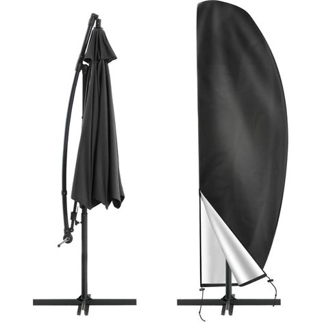 Cantilever Parasol Cover for Parasol Ø 2-4m, 210D Oxford Protective Cover for Parasol with Storage Bag, Waterproof Anti-UV Covers for Garden Beach Balcony Parasols, 26540/70/50CM - Black