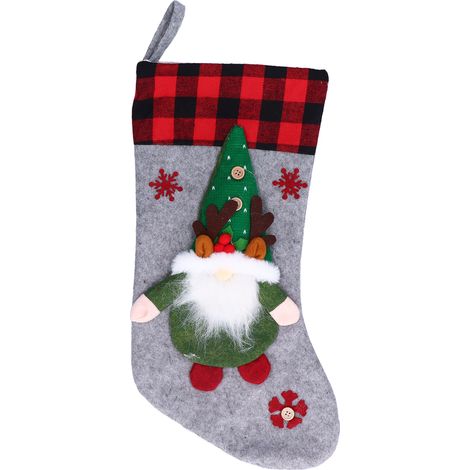 Bas de Noël avec poupée sans visage, décoration maison, fête, sac cadeau sapin Xmas, ornement pendentif gris (1/5)
