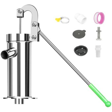Pompe de puits à Main en Acier Inoxydable, Pompe à Eau Manuelle Fuite avec poignée et Accessoires rotatifs 360 °, Tire de l'eau Jusqu' 8 m Profondeur (1/5)