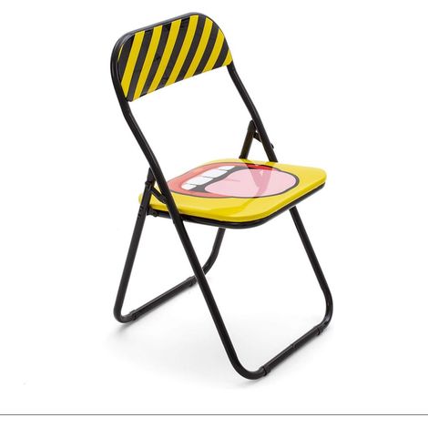 ORION91 Folding Chair POP ART - Yellow and Black, 43 x 43 x 78.74 cm, Metal and PVC - Ideal for camping, beach, and portable use, lightweight design for easy transport. (1/5)