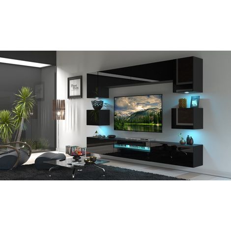 Ensemble meuble TV NEXT 1 BESTA N1-GAN1-17B-HG20-1B noir brillant 257 cm (1/2)
